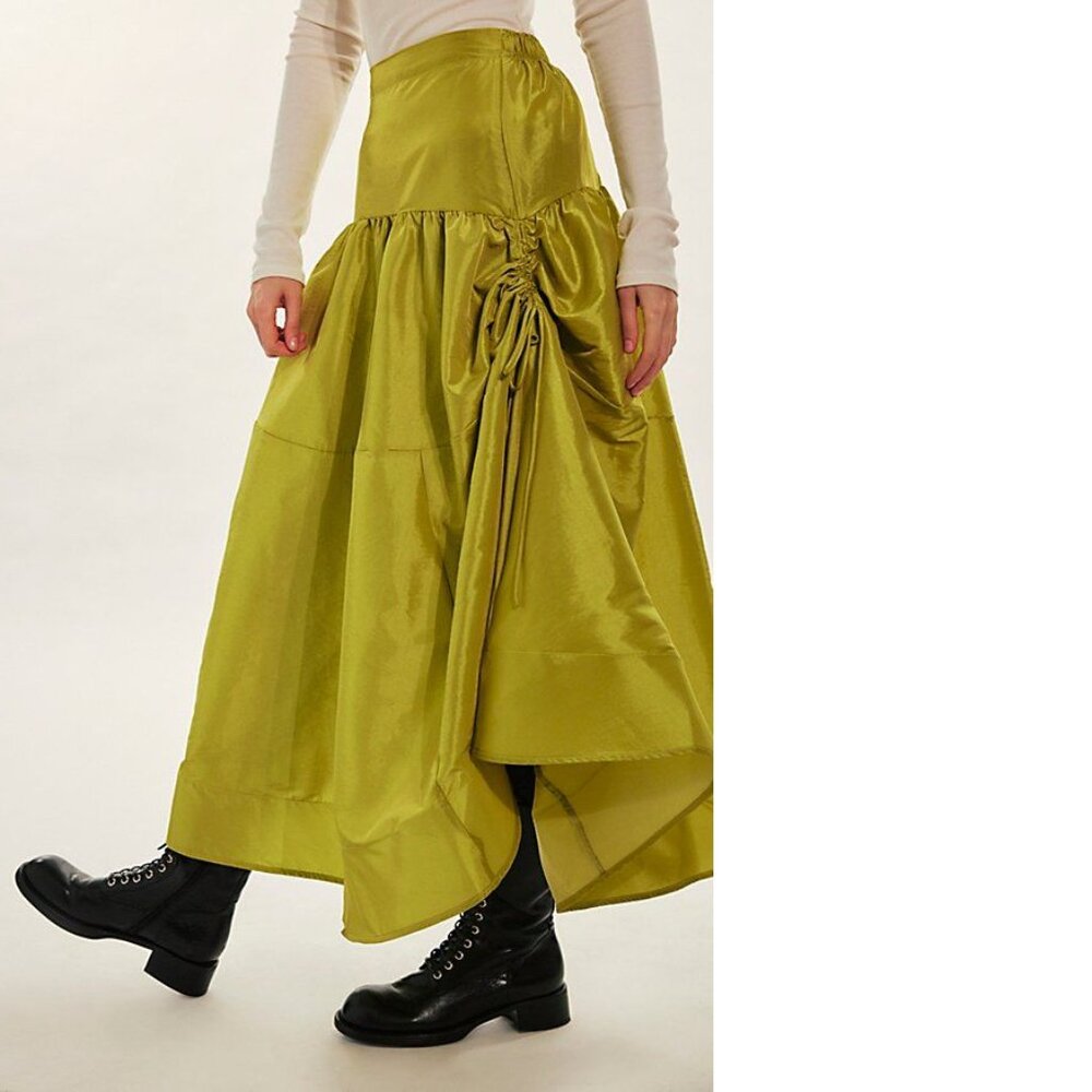 new FREE PEOPLE metallic emery drop waist midi skirt